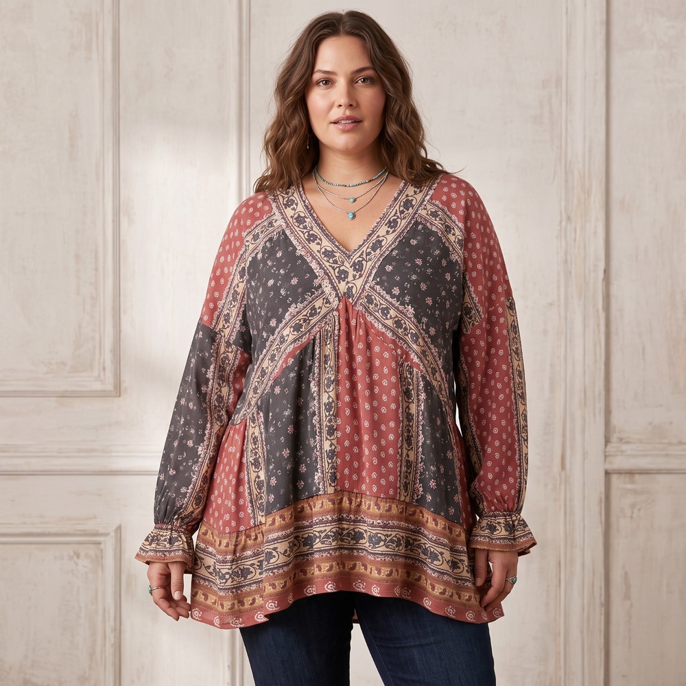 Weekend Suzanne Betro Tunic Top Whimsigoth Cottage Fairy Grunge Patchwork 3X